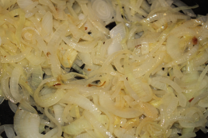 Sauteed yellow onions in olive oil. Loveland, CO